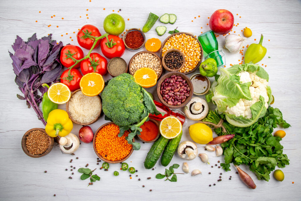 Healthy fresh food spices and vegetables